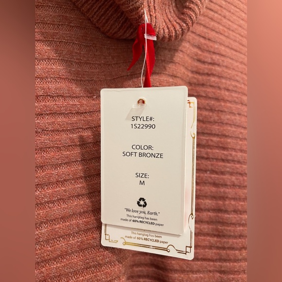 NWT Medium Pink Rose Brand Sweater. Color Soft Bronze - Picture 6 of 7